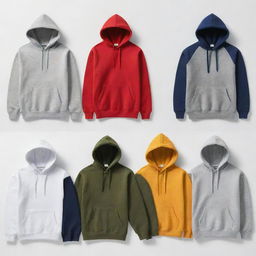 Single images of different designed hoodies on a white background