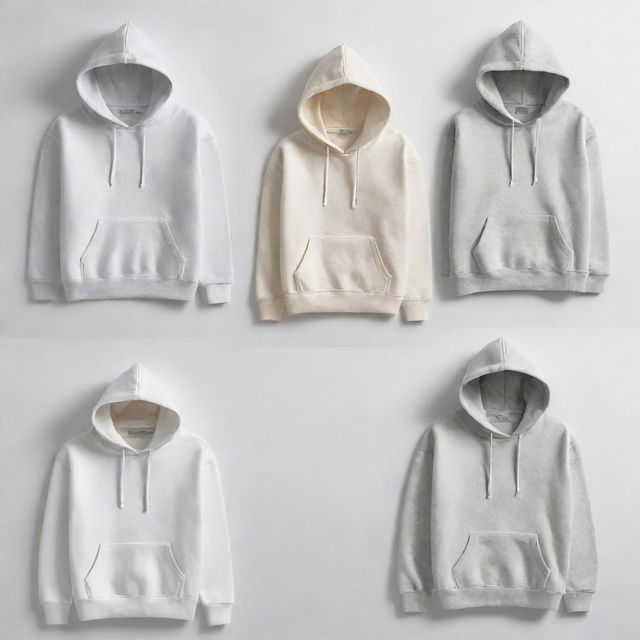 Single images of different designed hoodies on a white background