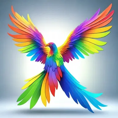 The mythical creature had large, colorful wings that were beautifully feathered.