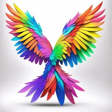 The mythical creature had large, colorful wings that were beautifully feathered.