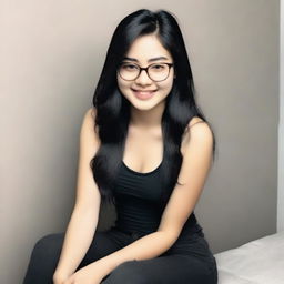 An image of a beautiful 18-year-old girl with long, black hair and brown eyes