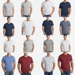 Single images of various styles of men's t-shirts, each on a white background