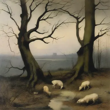 The artist used symbolism to convey the degradation of nature caused by human activity in his painting.