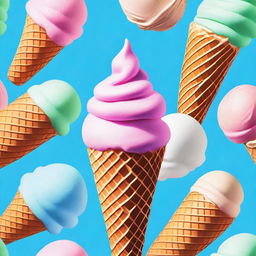 A vibrant, high-quality digital art piece showcasing a delicious ice cream cone