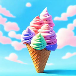 A vibrant, high-quality digital art piece showcasing a delicious ice cream cone