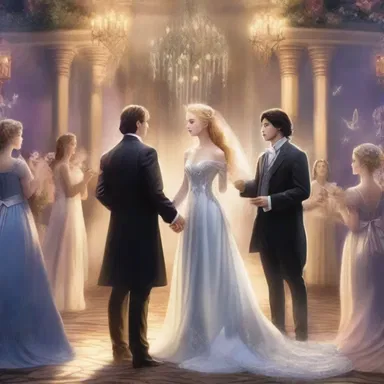 In the fantasy novel, the main characters attended a magical gala affair in a mystical realm.