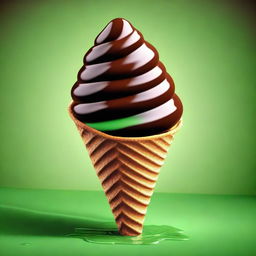 A high-resolution digital art image depicting a tempting chocolate ice cream cone