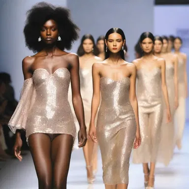 The fashion show concluded with a stunning display of brilliance as the models walked the runway in sparkling clothes.