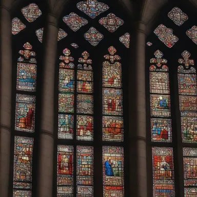 The stained glass windows in the cathedral cast a colorful brilliance that illuminated the sacred space.