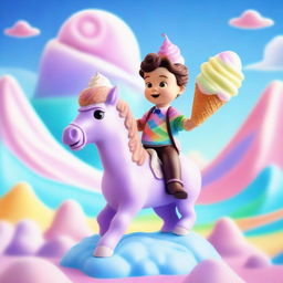 A captivating digital art image captures Tom Thumb in an ice cream realm