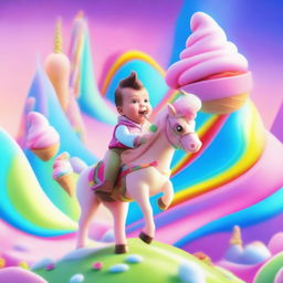 A captivating digital art image captures Tom Thumb in an ice cream realm