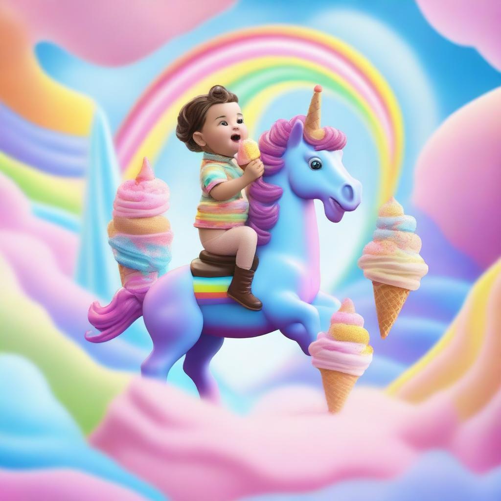 A captivating digital art image captures Tom Thumb in an ice cream realm