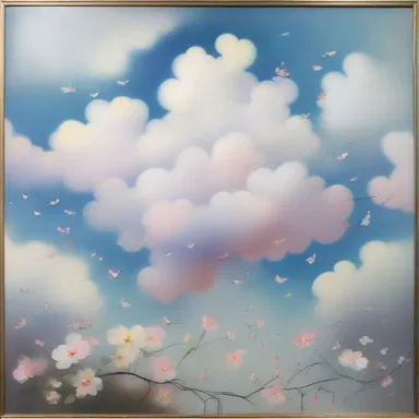 The ethereal painting depicted a dreamlike scene with floating clouds and delicate flowers.