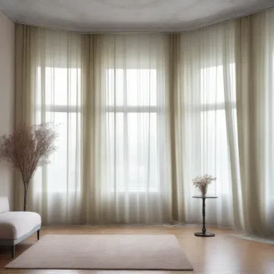 In this ethereal room design, the light color palette and translucent curtains create a sense of delicacy and airiness.