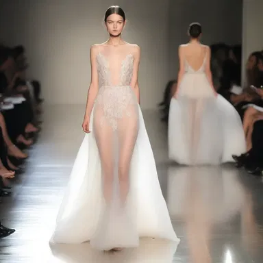 The ethereal gown floated effortlessly down the runway, captivating everyone with its delicate silhouette.