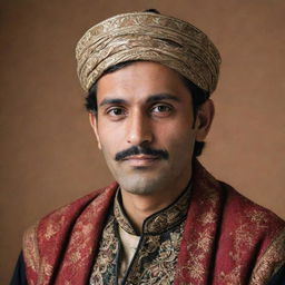 A portrait of a Pakistani man with traditional attire, demonstrating warmth and cultural richness