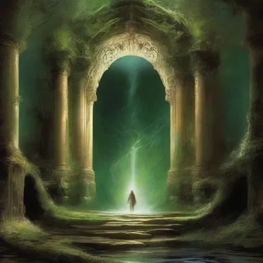 The external realm in the fantasy novel was an alternate world that could be accessed through a magical portal.