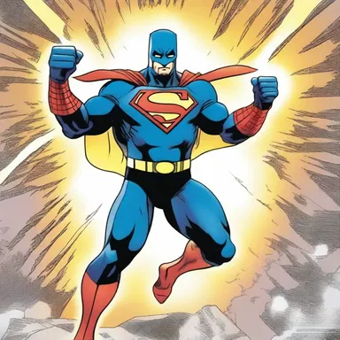 In the comic book, the superhero gains external powers from a magical artifact.