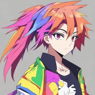 The character in the anime had a unique external appearance with colorful hair and striking clothing.