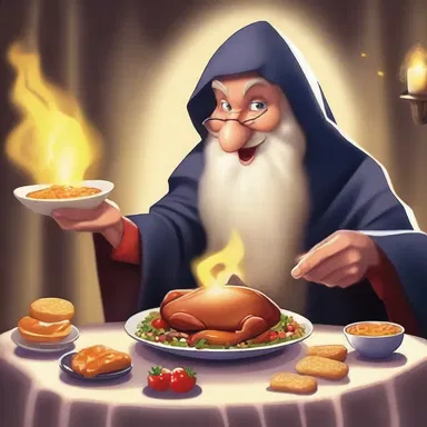 Fine! I will use my magical powers to conjure a grand feast.
