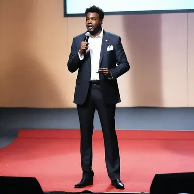 The stand-up comedian told a fine joke that had the entire audience in stitches.