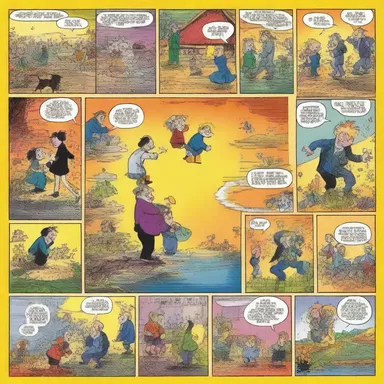 The comic strip artist used fine brush strokes to bring the characters to life on the colorful page.