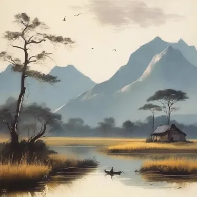 The artist meticulously painted each stroke, creating a fine portrayal of a serene landscape.