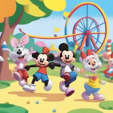 In the cartoon, the characters were having a fine time at the amusement park.