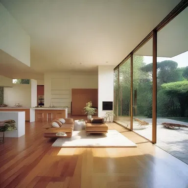 The architect designed the house with an open floor plan to maximize efficiency and accommodate the headful of furniture.
