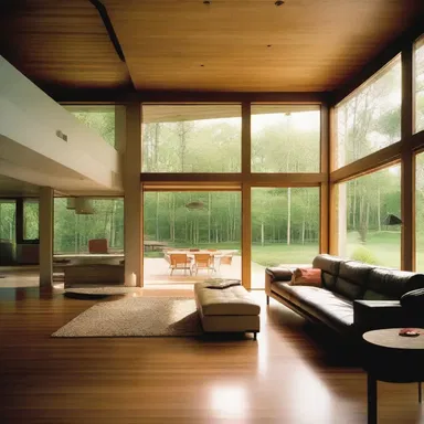 The architect designed the house with an open floor plan to maximize efficiency and accommodate the headful of furniture.