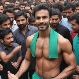 The Pakistani man, now fit and healthy from his rigorous diet and gym regimen, surrounded by a crowd of admiring fans wanting his autograph as a symbol of his incredible transformation journey