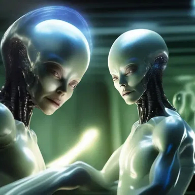 In the science fiction novel, the alien species use advanced technology to eff telepathically.