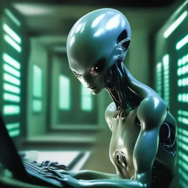 In the science fiction novel, the alien species use advanced technology to eff telepathically.
