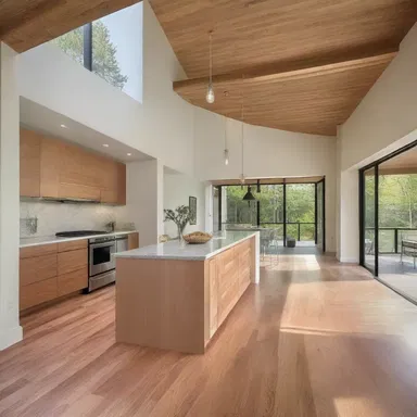 The open floor plan design of the house makes it easily traversable.