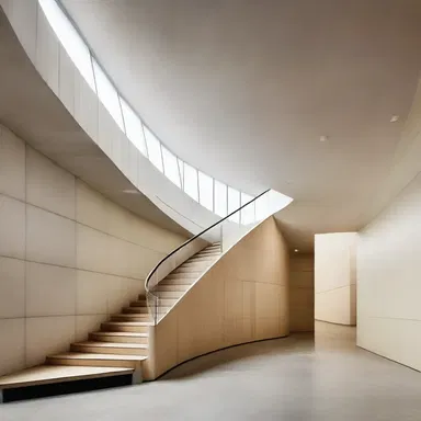 The architect incorporated locomotor elements into the design of the building, such as ramps and stairs.