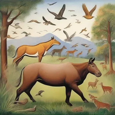 The artist created a beautiful painting that depicted the locomotor movement of animals in the wild.
