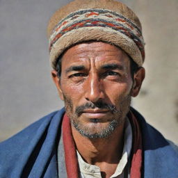 A ruggedly handsome Chitrali man in traditional attire, including the characteristic pakol (hat), displaying the unique culture and charm of Chitral region of Pakistan