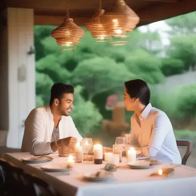 They shared a candlelit dinner at the kitchen island, creating a romantic atmosphere.