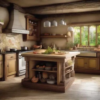 In the enchanted land of Kitchenia, the kitchen island was said to possess magical powers that brought food to life.