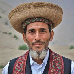 A Chitrali man showcasing the traditional charisma of Pakistan's Chitral region, donning a handcrafted Khapol (traditional Chitrali hat), adding to his distinct regional character