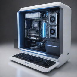 A futuristic computer with advanced technological design and state-of-the-art features.