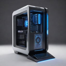 A futuristic computer with advanced technological design and state-of-the-art features.