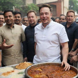 Elon Musk experiencing the vibrant culture of India, involved in activities like visiting historical landmarks, participating in local festivities, or savoring street food