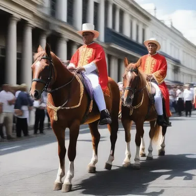 During the religious procession, the priest rode through the streets in a gig pulled by two horses.