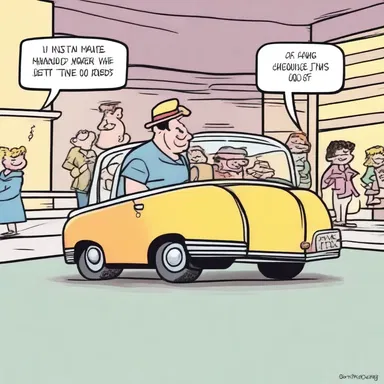 In the comic strip, the character took a ride in a gig to get to the mall.