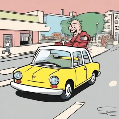 In the comic strip, the character took a ride in a gig to get to the mall.