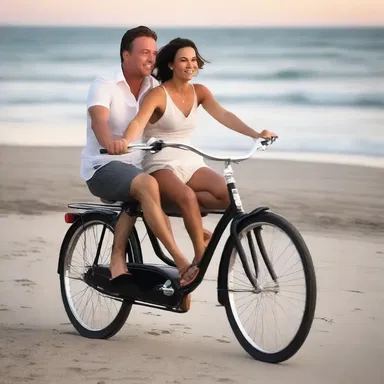 The couple enjoyed a romantic evening by taking a leisurely ride in a gig along the beach.