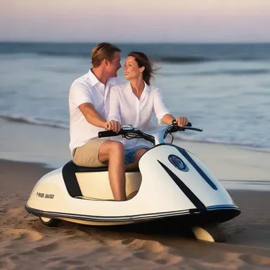 The couple enjoyed a romantic evening by taking a leisurely ride in a gig along the beach.