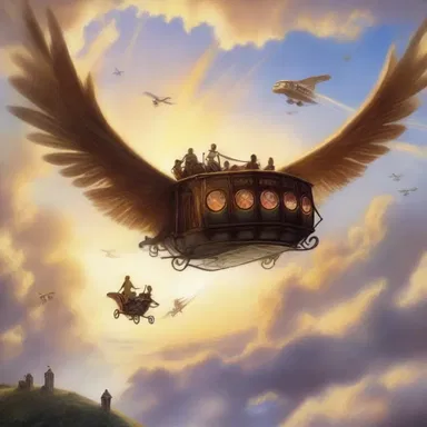 The fantasy novel featured magical gigs that could navigate the skies, carrying passengers to mystical realms.