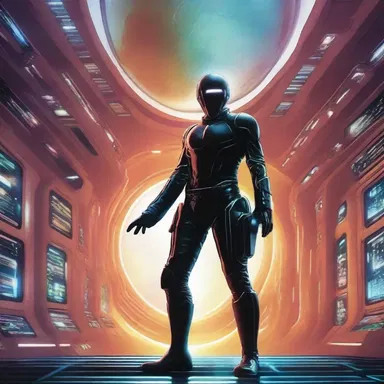 In the futuristic science fiction novel, the protagonist travels across the galaxy in a high-tech gig.